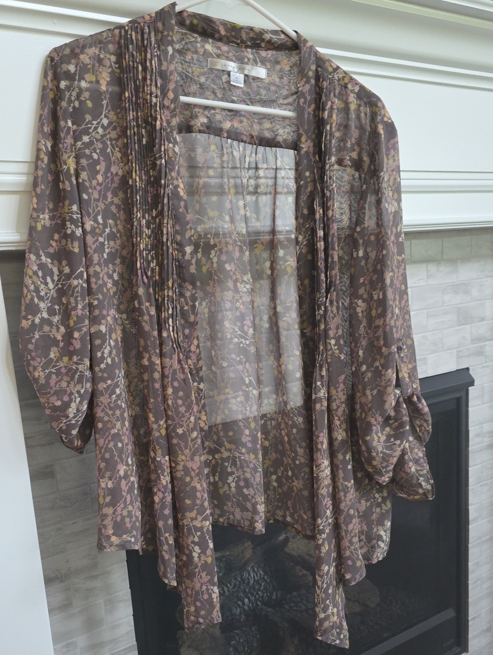 LC Lauren Conrad Floral Sheer Kimono Cardigan in Mauve and Pink